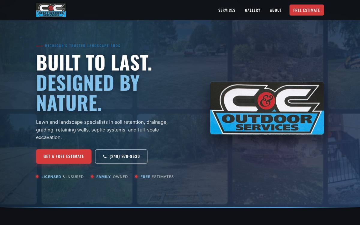 C&C Outdoor Services website homepage