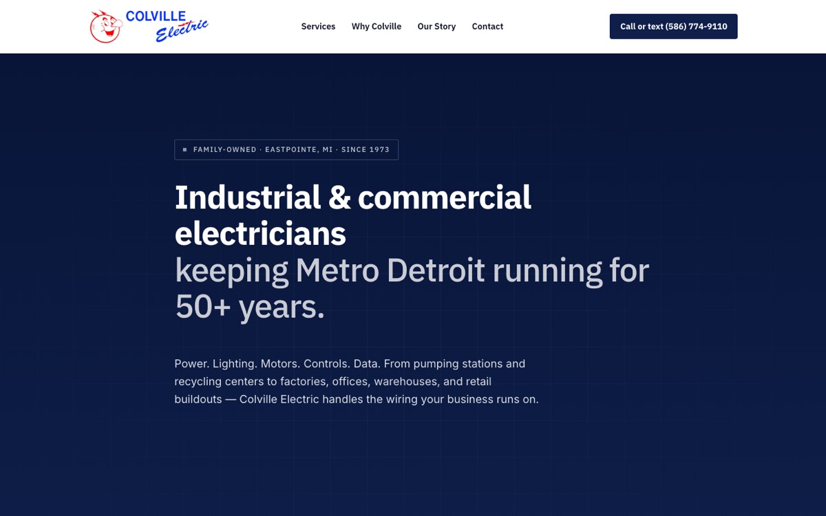 Colville Electric website homepage