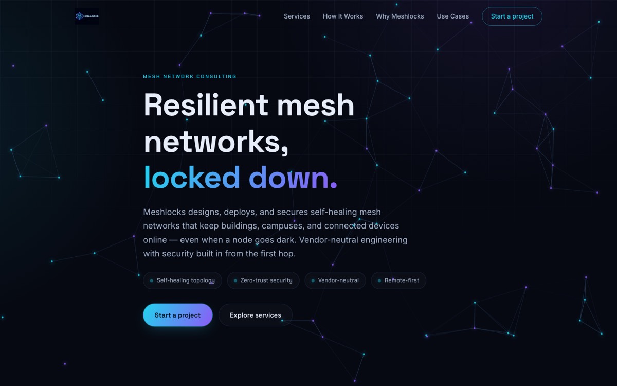 Meshlocks website homepage